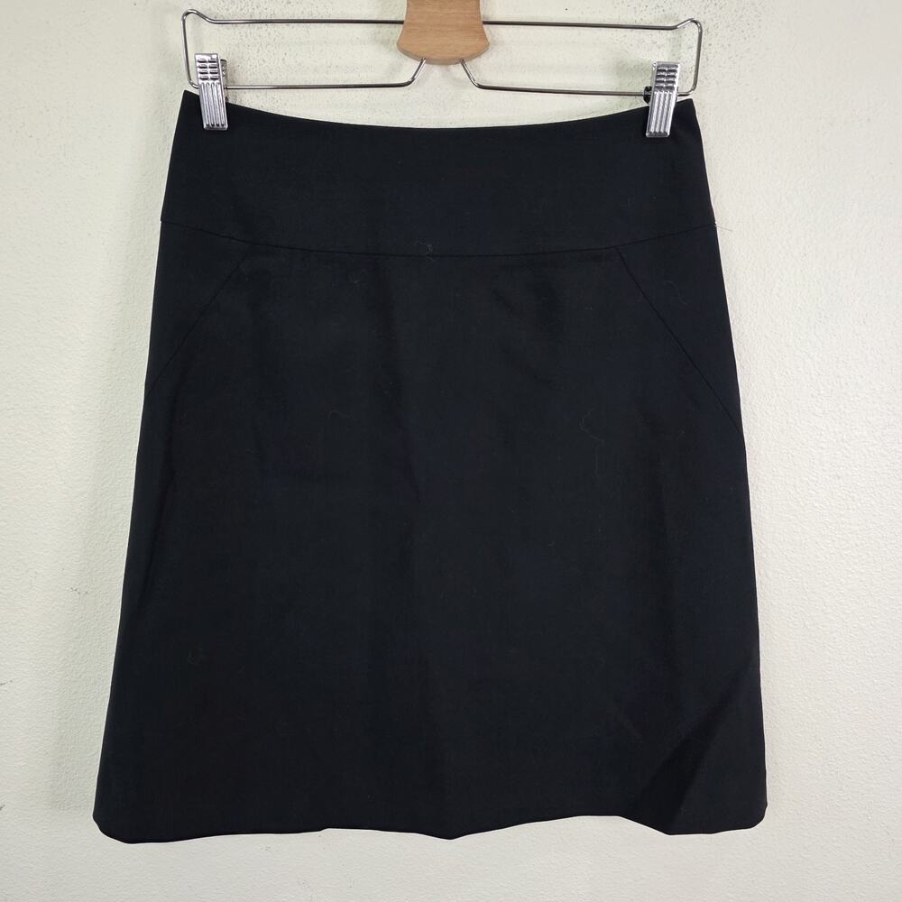 Vintage Banana Republic Y2K Black Stretch Wool Blend A-Line Skirt Size 2 New